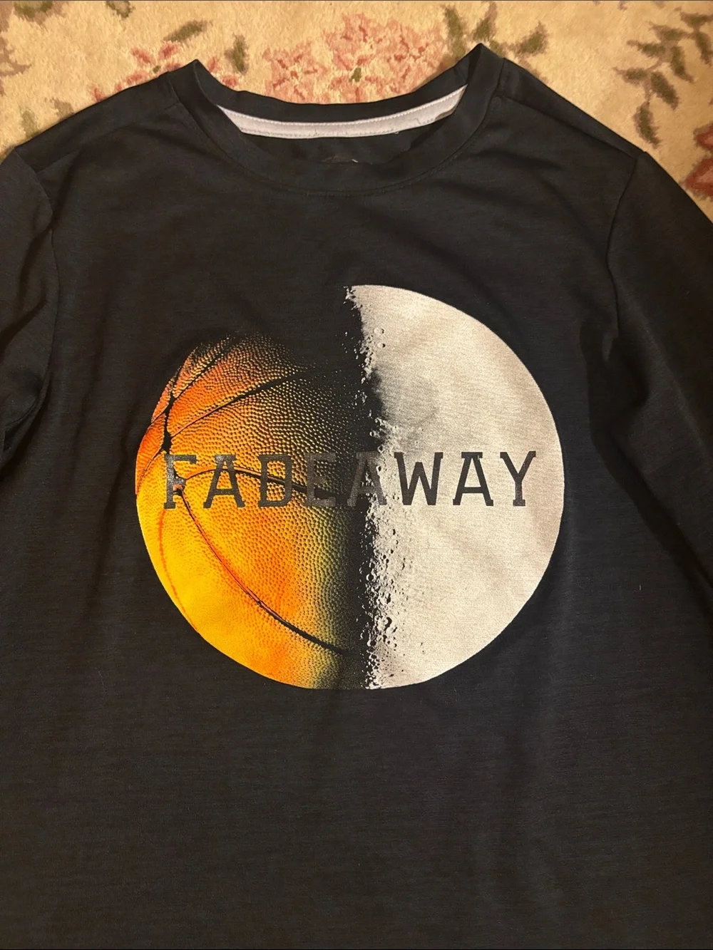 Old Navy Black Long-Sleeve Tee with Orange and White Graphic